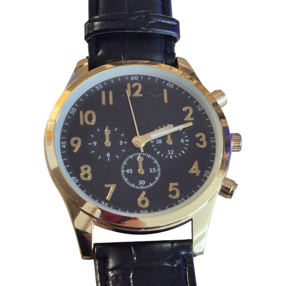 Accutime Mens Watch Large black dial tachymeter style New Battery Thin Stylish - Picture 6 of 11